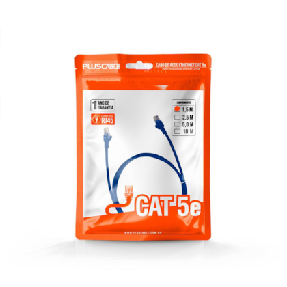 Cabo De Rede Plus Cable Patch Cord Cat5e 1,5m Azul Pc-ethu15bl