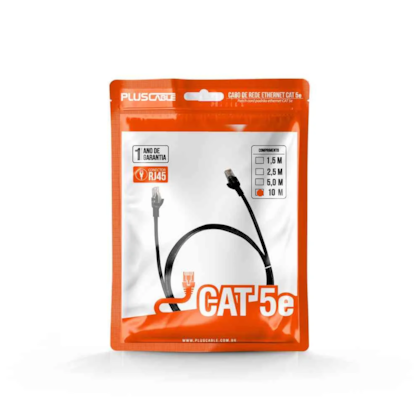 Cabo De Rede Plus Cable Patch Cord Cat5e 10m Preto Pc-ethu100bk