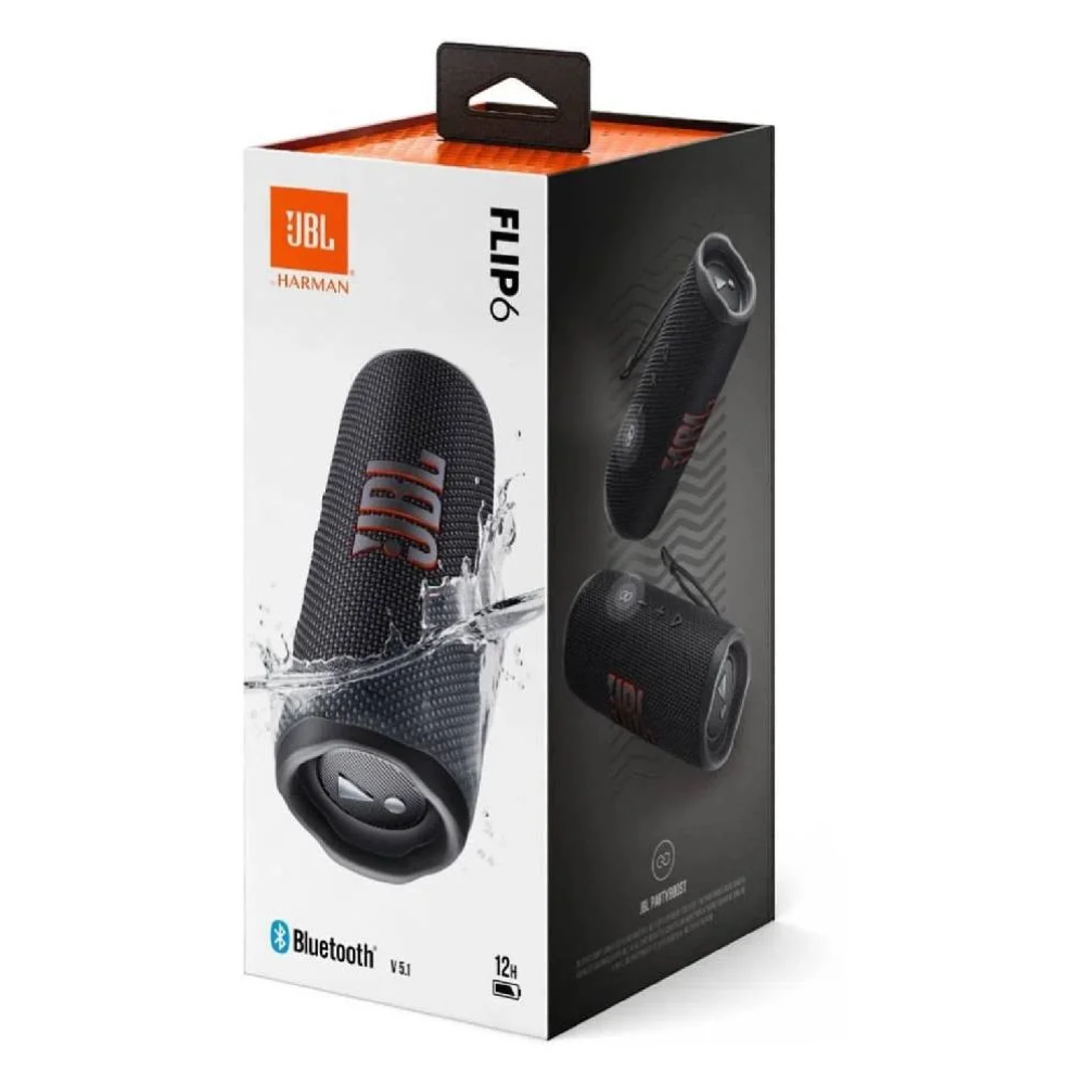 Caixa De Som Jbl Flip 6 Bluetooth À Prova D'água Usb-c 30w Preto