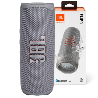 Caixa De Som Jbl Flip 6 Cinza Bluetooth Jblflip6greyam