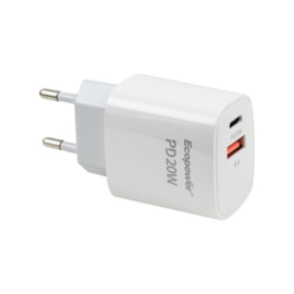 Carregador Ecopower Ep-7038 1 Entrada Tipo C 1 Entrada Usb 3.0 20w Branco