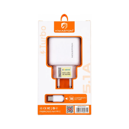 Carregador Turbo H'Maston Usb Tipo C 5.1A Bivolt Branco Y24-3