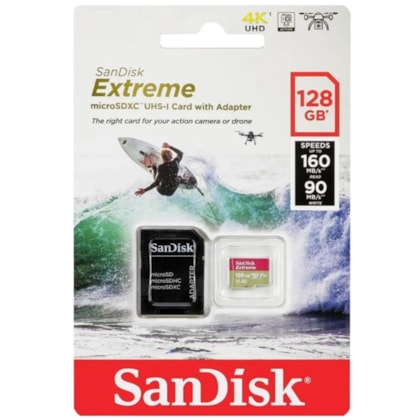 CARTÃO DE MEMÓRIA SANDISK 128GB EXTREME MICRO SDXC UHS-I SDSQXA1-128G-GN6AA