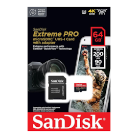 Cartão De Memória Sandisk Extreme Pro 64gb Microsdxc Uhs-i Classe 10 200 Mb/s Com Adaptador Sdsqxcu-064g-gn6ma