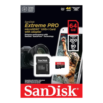 Cartão De Memória Sandisk Extreme Pro 64gb Microsdxc Uhs-i Classe 10 200 Mb/s Com Adaptador Sdsqxcu-064g-gn6ma