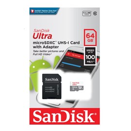 Cartão De Memória Sandisk Ultra Sandisk 64gb 100 Mb/s C/ Adaptador Sdsqunr-064g-gn3ma