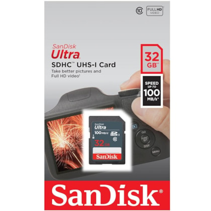 Cartão De Memória Sandisk Ultra Sdhc Uhs-i 32gb 100mbs Sdsdunr-032g-gn3in