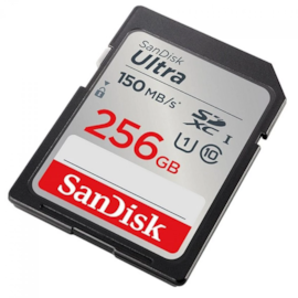 Cartão De Memória Sandisk Ultra Sdxc 256gb Class 10 150 Mb/s C/ Adaptador Sdsdunc-256g-gn6in