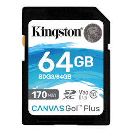 Cartão de memória SD 64GB Canvas Go Plus Leitura 170MB/s Classe 10 U3 V30 SDG3/64GB