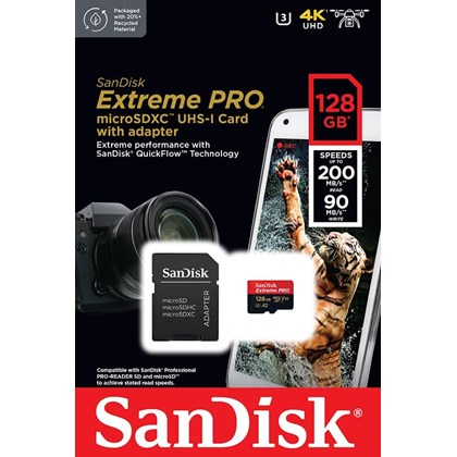 CARTÃO MICRO SD 128GB SANDISK 2X1 EXTREME SDSQXCD-128G-GN6MA