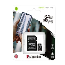 CARTÃO MICRO SD KINGSTON 64GB CANVAS SELECT PLUS SDCS2/64GB