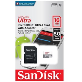 Cartão Microsd 16gb Sandisk Ultra+ Adap Sdsquns-016g-gn3ma