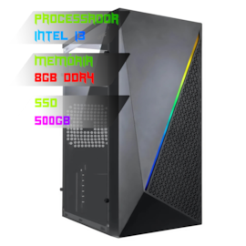 COMPUTADOR GAMER INTEL I3 10100/PLACA H510 DDR4/8GB DDR4/SSD 500GB/GABINETE MURK/500W