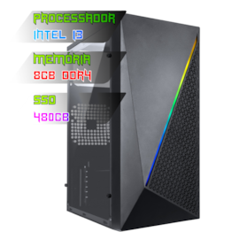 COMPUTADOR GAMER INTEL I3 10100F/PLACA H510 DDR4/8GB DDR4/SSD 480GB/GABINETE MURK/500W/R5 230