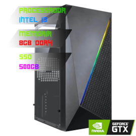 COMPUTADOR GAMER INTEL I3 10100F/PLACA H510 DDR4/8GB DDR4/SSD 500GB/GABINETE MURK/500W 80PLUS/GTX 1650 4GB