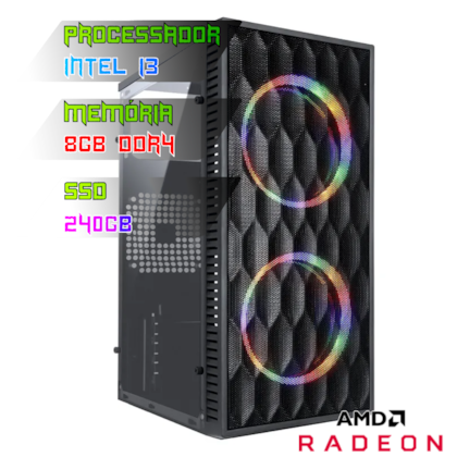 COMPUTADOR GAMER INTEL I3 10105F/PLACA H510 DDR4/8GB DDR4/SSD 240GB/GABINETE WAVE/500W/R5 230 2GB