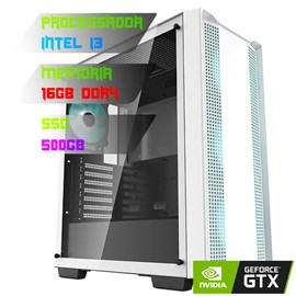 COMPUTADOR GAMER INTEL I3 12100F/PLACA H610 DDR4/16GB DDR4/SSD 500GB/GABINETE CC 560 BRANCO/500W 80PLUS/GTX 1650 4GB