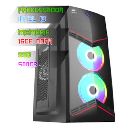 COMPUTADOR GAMER INTEL I3 13100/PLACA H610 DDR4/16GB DDR4/SSD 500GB/GABINETE G90/500W