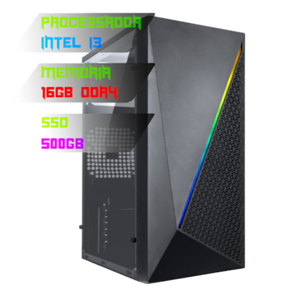 COMPUTADOR GAMER INTEL I3 13100/PLACA H610 DDR4/16GB DDR4/SSD 500GB/GABINETE MURK/500W