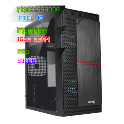 COMPUTADOR GAMER INTEL I3 13100/PLACA H610 DDR4/16GB DDR4/SSD 500GB/GABINETE PLATE/500W