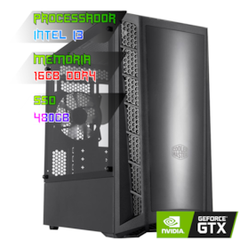 COMPUTADOR GAMER INTEL I3 13100F/PLACA H610 DDR4/16GB DDR4/SSD 480GB/GABINETE MB320L/600W/GTX 1650 4GB