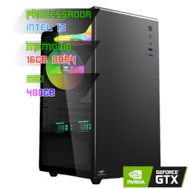 COMPUTADOR GAMER INTEL I3 13100F/PLACA H610 DDR4/16GB DDR4/SSD 480GB/GABINETE MT-G200BK/600W/GTX 1650 4GB