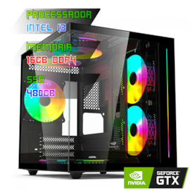 COMPUTADOR GAMER INTEL I3 13100F/PLACA H610 DDR4/16GB DDR4/SSD 480GB/GABINETE MT-G810/600W/GTX 1650 4GB