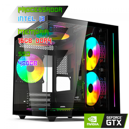 COMPUTADOR GAMER INTEL I3 13100F/PLACA H610 DDR4/16GB DDR4/SSD 480GB/GABINETE MT-G810/600W/GTX 1650 4GB