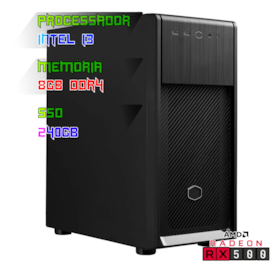COMPUTADOR GAMER INTEL I3 13100F/PLACA H610 DDR4/8GB DDR4/SSD 240GB/GABINETE ELITE 500/500W 80PLUS/RX 550 4GB