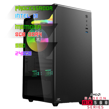 COMPUTADOR GAMER INTEL I3 13100F/PLACA H610 DDR4/8GB DDR4/SSD 240GB/GABINETE MT-200BK/500W 80PLUS/RX 550 4GB