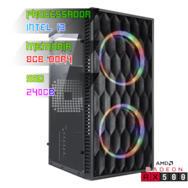 COMPUTADOR GAMER INTEL I3 13100F/PLACA H610 DDR4/8GB DDR4/SSD 240GB/GABINETE WAVE/500W 80PLUS/RX 550 4GB