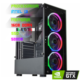 COMPUTADOR GAMER INTEL I3 14100F/PLACA H610 DDR4/16GB DDR4/SSD 500GB/GABINETE KMEX ELITE/500W 80PLUS/GTX 1650 4GB