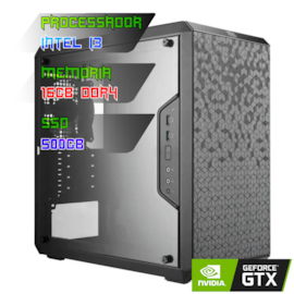 COMPUTADOR GAMER INTEL I3 14100F/PLACA H610 DDR4/16GB DDR4/SSD 500GB/GABINETE Q300L/500W 80PLUS/GTX 1650 4GB