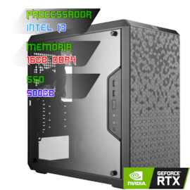 COMPUTADOR GAMER INTEL I3 14100F/PLACA H610 DDR4/16GB DDR4/SSD 500GB/GABINETE Q300L/500W 80PLUS/GTX 1660