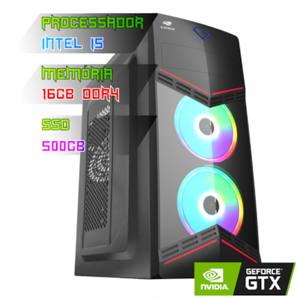 COMPUTADOR GAMER INTEL I5 10400F/PLACA H510 DDR4/16GB DDR4/SSD 500GB/GABINETE MT-G90/500W 80PLUS/GTX 1650 4GB