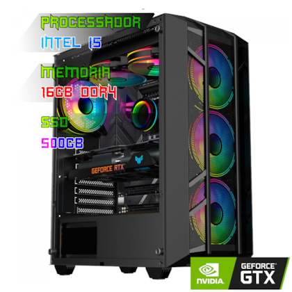 COMPUTADOR GAMER INTEL I5 10400F/PLACA H510 DDR4/16GB DDR4/SSD 500GB/GABINETE MT-G90/500W 80PLUS/GTX 1660