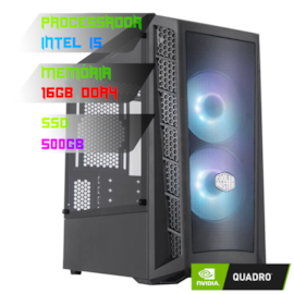 COMPUTADOR GAMER INTEL I5 12400F/PLACA B660 DDR4/16GB DDR4/SSD 500GB/GABINETE MB311L/500W 80PLUS/QUADRO T1000 8GB