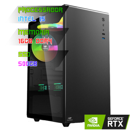 COMPUTADOR GAMER INTEL I5 12400F/PLACA B660 DDR4/16GB DDR4/SSD 500GB/GABINETE MT-G200/FONTE 600W/RTX 3060