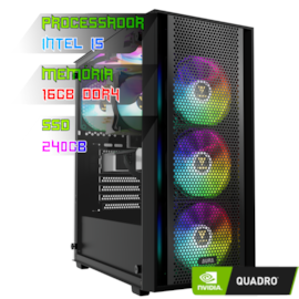 COMPUTADOR GAMER INTEL I5 12400F/PLACA H610 DDR4/16GB DDR4/SSD 240GB/GABINETE AURA GC2/500W/QUADRO A400 4GB