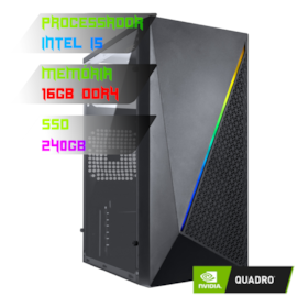 COMPUTADOR GAMER INTEL I5 12400F/PLACA H610 DDR4/16GB DDR4/SSD 240GB/GABINETE G80/500W/QUADRO T400 4GB