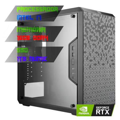 COMPUTADOR GAMER INTEL I7 11700KF/Z590 DDR4/16GB DDR4/SSD 1TB NVME/GABINETE Q300L/750W 80PLUS/RTX 4060 8GB/WATER 240MM