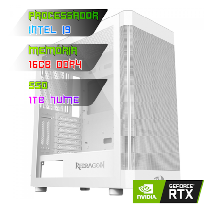 COMPUTADOR GAMER INTEL I9 12900K/PLACA Z690 DDR4/16GB DDR4/SSD 1TB NVME/GABINETE AEROGLASS BRANCO/750W 80PLUS/RTX 4060 8GB/WATER 240MM