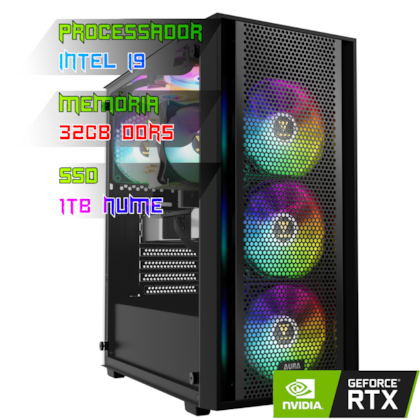 COMPUTADOR GAMER INTEL I9 13900KF/PLACA Z790 DDR5/32GB DDR5/SSD 1TB NVME/GABINETE AURA GC2 ELITE/850W 80PLUS/RTX 4070 SUPER 12GB/WATER 360MM