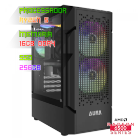 COMPUTADOR GAMER RYZEN 5 4500/PLACA A520 DDR4/16GB DDR4/SSD 256GB/GABINETE AURA GC7/FONTE 500W 80 PLUS/RX 6500XT