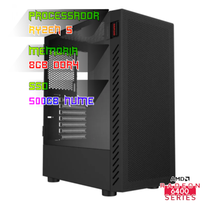 COMPUTADOR GAMER RYZEN 5 4500/PLACA A520 DDR4/8GB DDR4/SSD 500GB NVME/GABINETE BOLTER/FONTE 600W/RX 6400