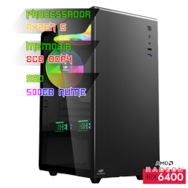 COMPUTADOR GAMER RYZEN 5 4500/PLACA A520 DDR4/8GB DDR4/SSD 500GB NVME/GABINETE MT-G200/FONTE 600W/RX 6400
