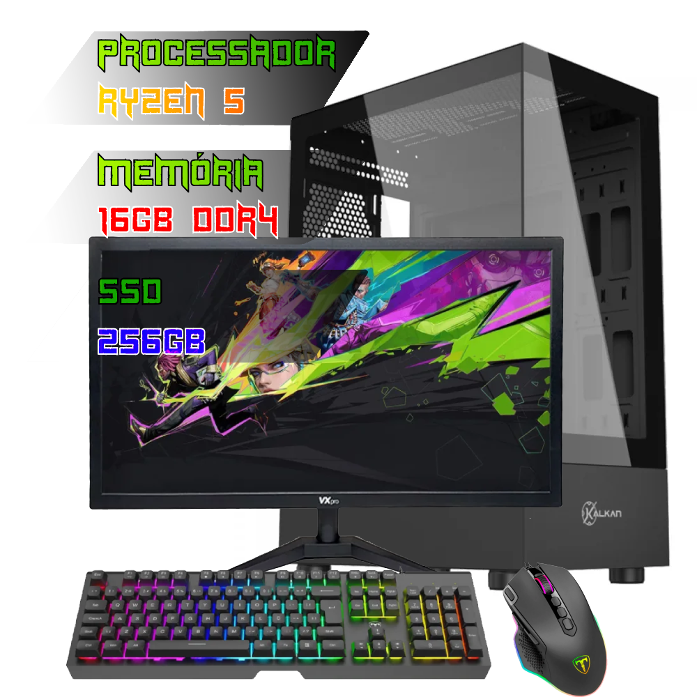 COMPUTADOR GAMER RYZEN 7 5700G/PLACA A520 DDR4/16GB DDR4/SSD 256GB
