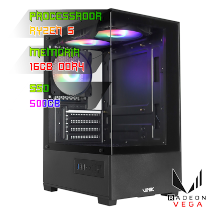 COMPUTADOR GAMER RYZEN 5 5600GT/PLACA  A520 DDR4/16GB DDR4/SSD 500GB/GABINETE G-SHIELD/FONTE 500W 80PLUS