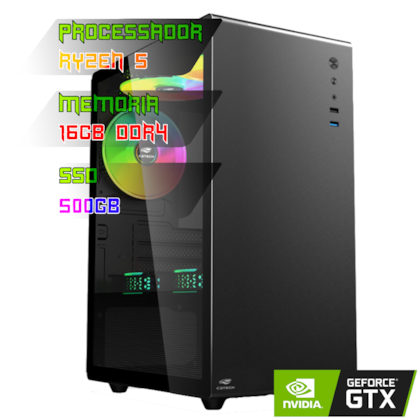 COMPUTADOR GAMER RYZEN 5 5600X/PLACA  A520 DDR4/16GB DDR4/SSD 500GB/GABINETE ELITE/FONTE 600W REAIS/GTX 1650 4GB