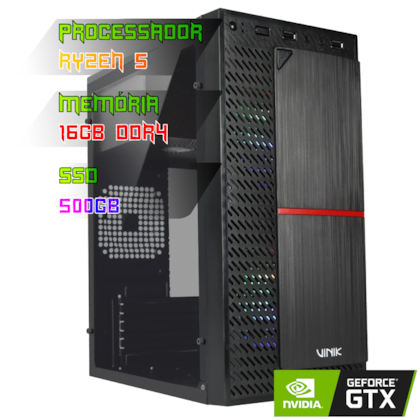 COMPUTADOR GAMER RYZEN 5 5600X/PLACA  A520 DDR4/16GB DDR4/SSD 500GB/GABINETE PLATE/FONTE 600W REAIS/GTX 1660